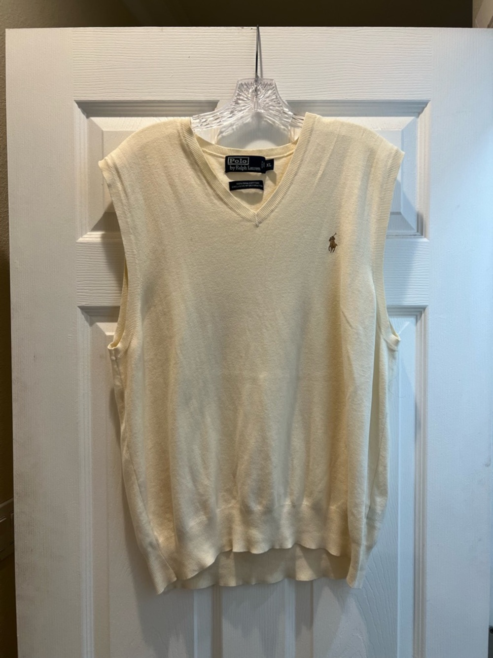 Ralph Lauren Cream V-Neck Cotton Sweater Vest